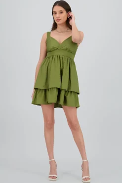 Vestido mini escote cruzado tirantes