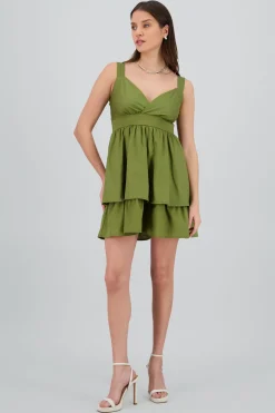 Vestido mini escote cruzado tirantes