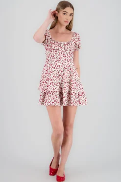 Vestido mini escote cuadrado flores