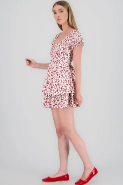 Vestido mini escote cuadrado flores