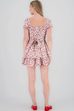 Vestido mini escote cuadrado flores