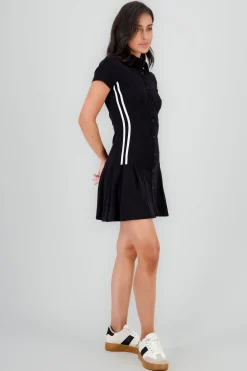 Vestido mini falda tableada cuello polo