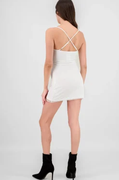 Vestido mini fruncido brillos