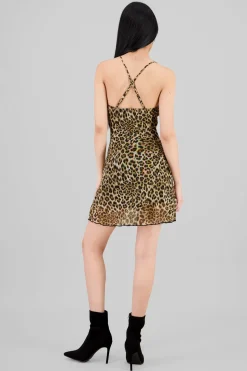 Vestido mini mesh animal print