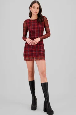 Vestido mini mesh cuadros