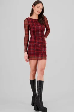 Vestido mini mesh cuadros