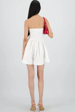 Vestido mini strapless liso