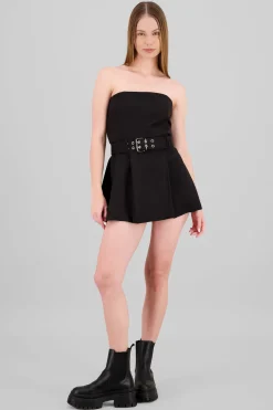 Vestido mini tableado detalle cinturon