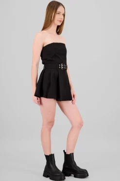 Vestido mini tableado detalle cinturon