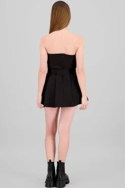 Vestido mini tableado detalle cinturon