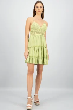 Vestido mini tirantes crochet