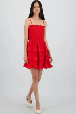 Vestido mini tirantes y olanes