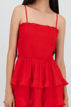 Vestido mini tirantes y olanes