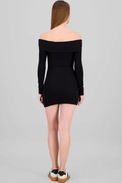 Vestido off shoulder liso