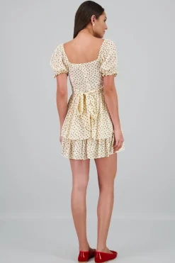 Vestido olanes mini flores con textura