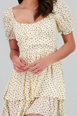 Vestido olanes mini flores con textura