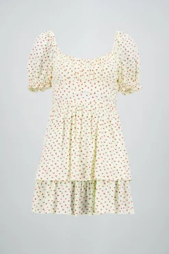 Vestido olanes mini flores con textura