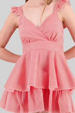 Vestido rayas tirantes detalle olanes