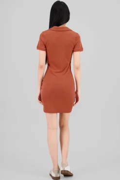 Vestido rib mini cuello polo