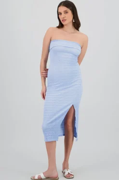 Vestido strapless doble de textura