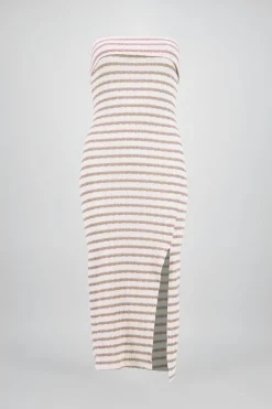 Vestido strapless estampado rayas