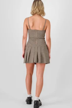 Vestido tableada cuadros con cinturon