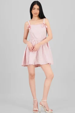 Vestido textura con moños